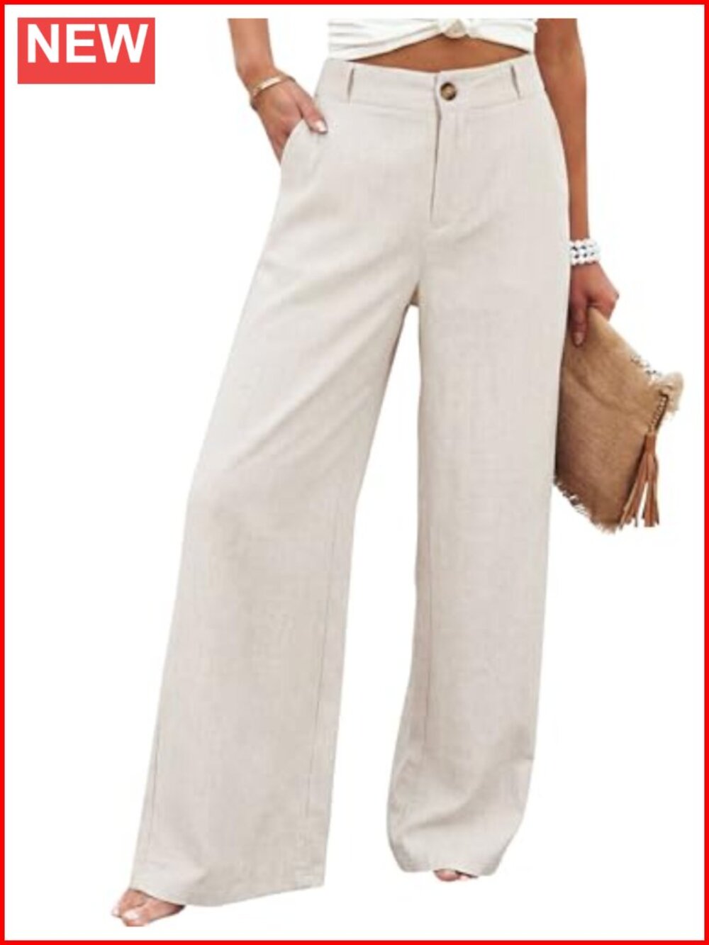 Cotton Linen High Waist Wide Leg Palazzo Pants